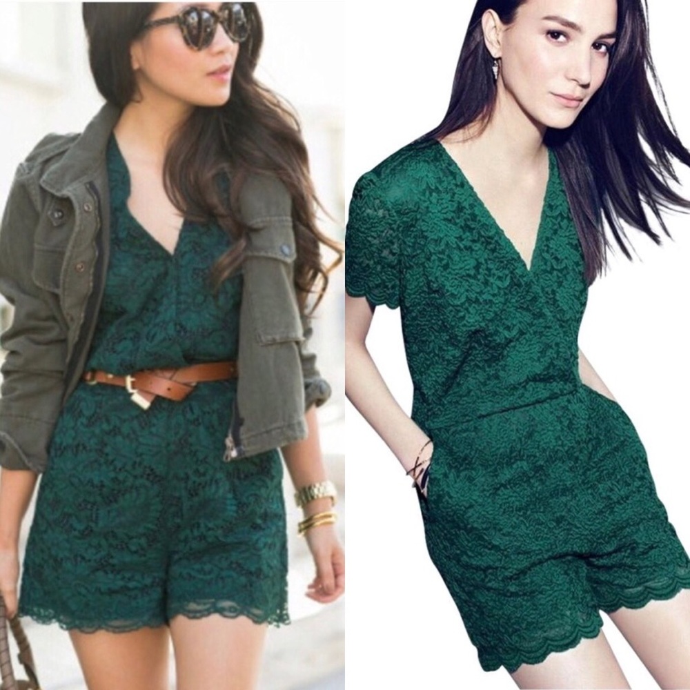 Chelsea28 Emerald Lace Romper